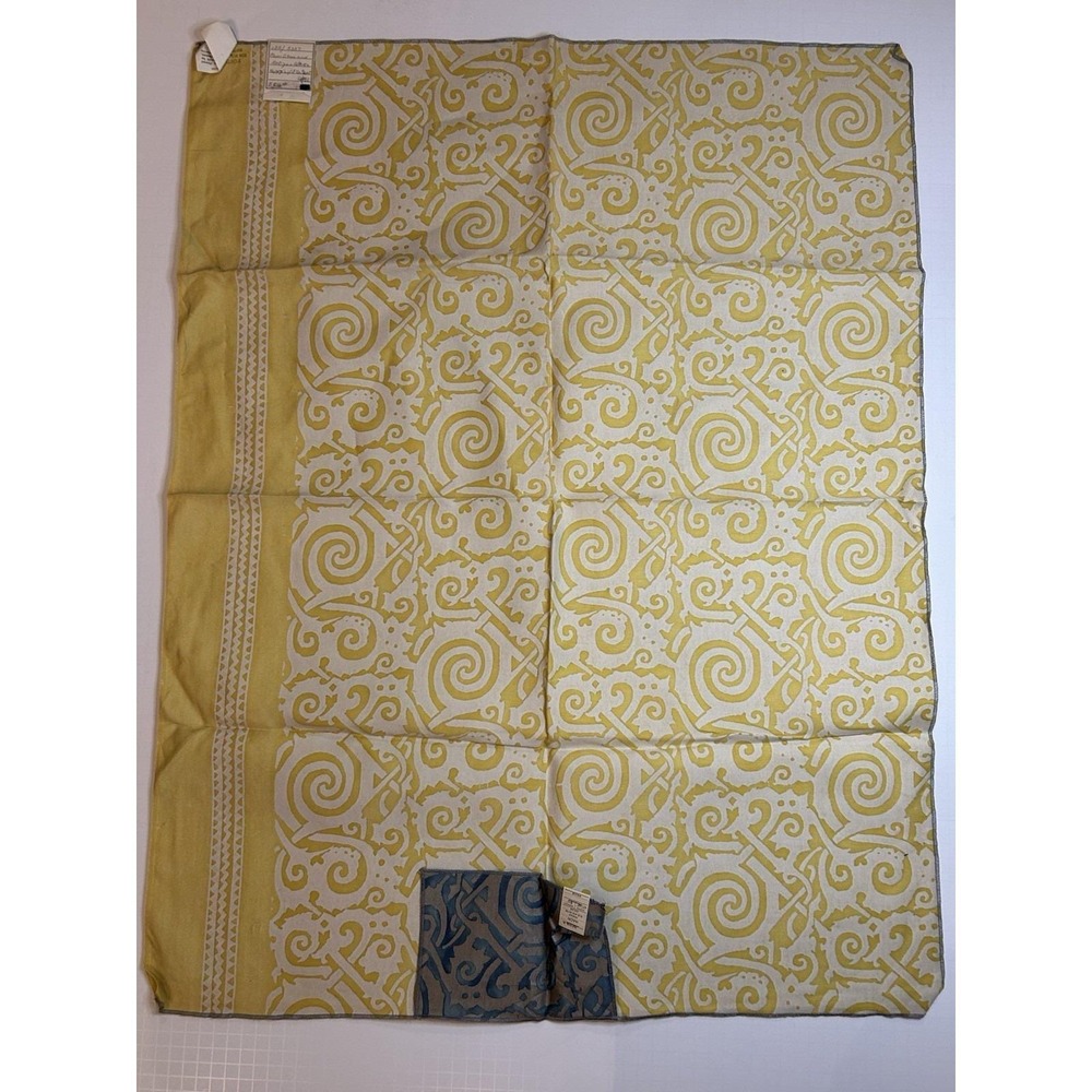Vtg Fortuny MAORI in citron & antique white- Piece (29 x 38 inches) #5337